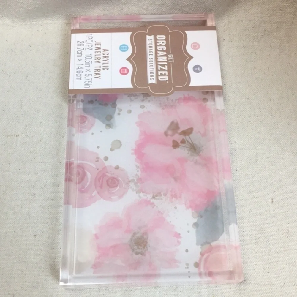 Acrylic Catch all Jewelry Tray Floral Design NEW